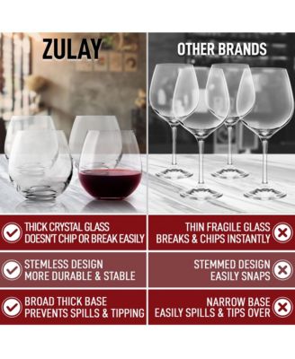 4 Piece Stemless Wine Glasses Set - Perfect For Wine & Other Cocktails
