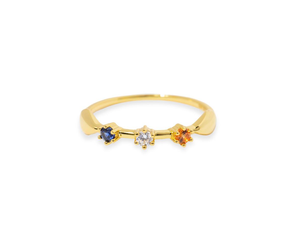 Sterling Silver Multicolor Sapphire Accent Ring - Gold