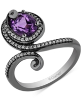 Disney Enchanted Vault Amethyst and Diamond Ursula Ring (1/5 ct. t.w.) in Black Rhodium-Plated Sterling Sliver - Black Rhodium-