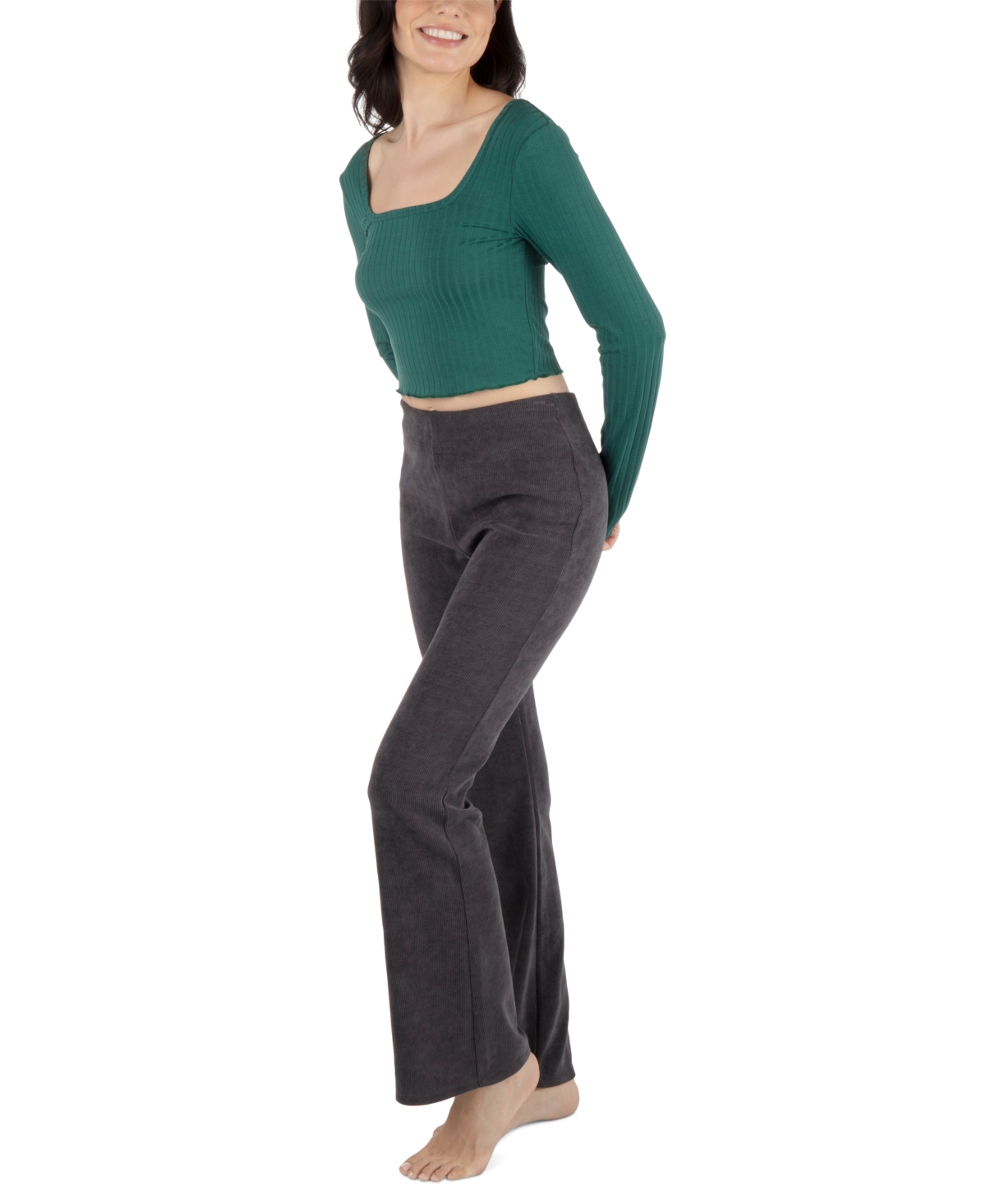 Shop Hurley Juniors' Pull-on Bootcut Veronica Pants In Charcoal