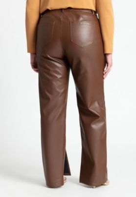 Women's Slit Hem Faux Leather Pant