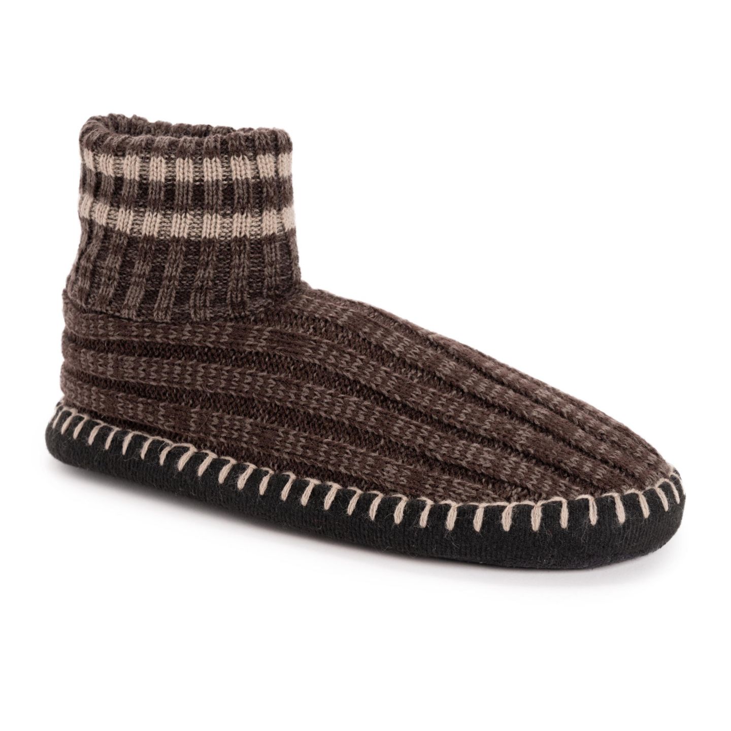Мужские тапочки MUK LUKS Cuff Bootie Slipper, цвет: Коричневый меланжевый — фото 1