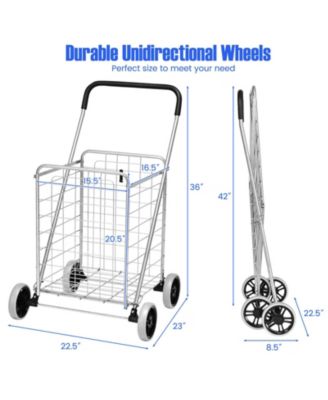 Portable Folding Shopping Cart Utility for Grocery Laundry