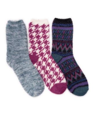 Women's Set of 3 Fuzzy Yarn Socks-