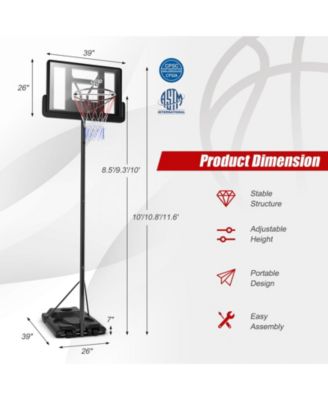 Height Adjustable Portable Shatterproof Backboard Basketball Hoop with 2 Nets