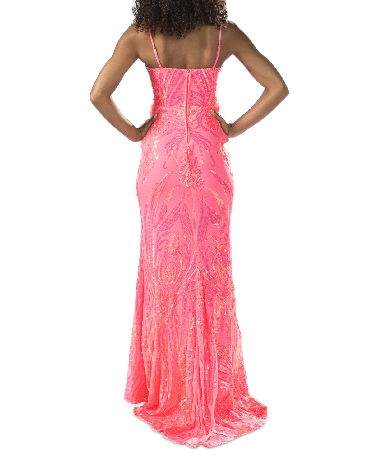 B Darlin Juniors' Sequined V-Neck Sleeveless Gown -ir