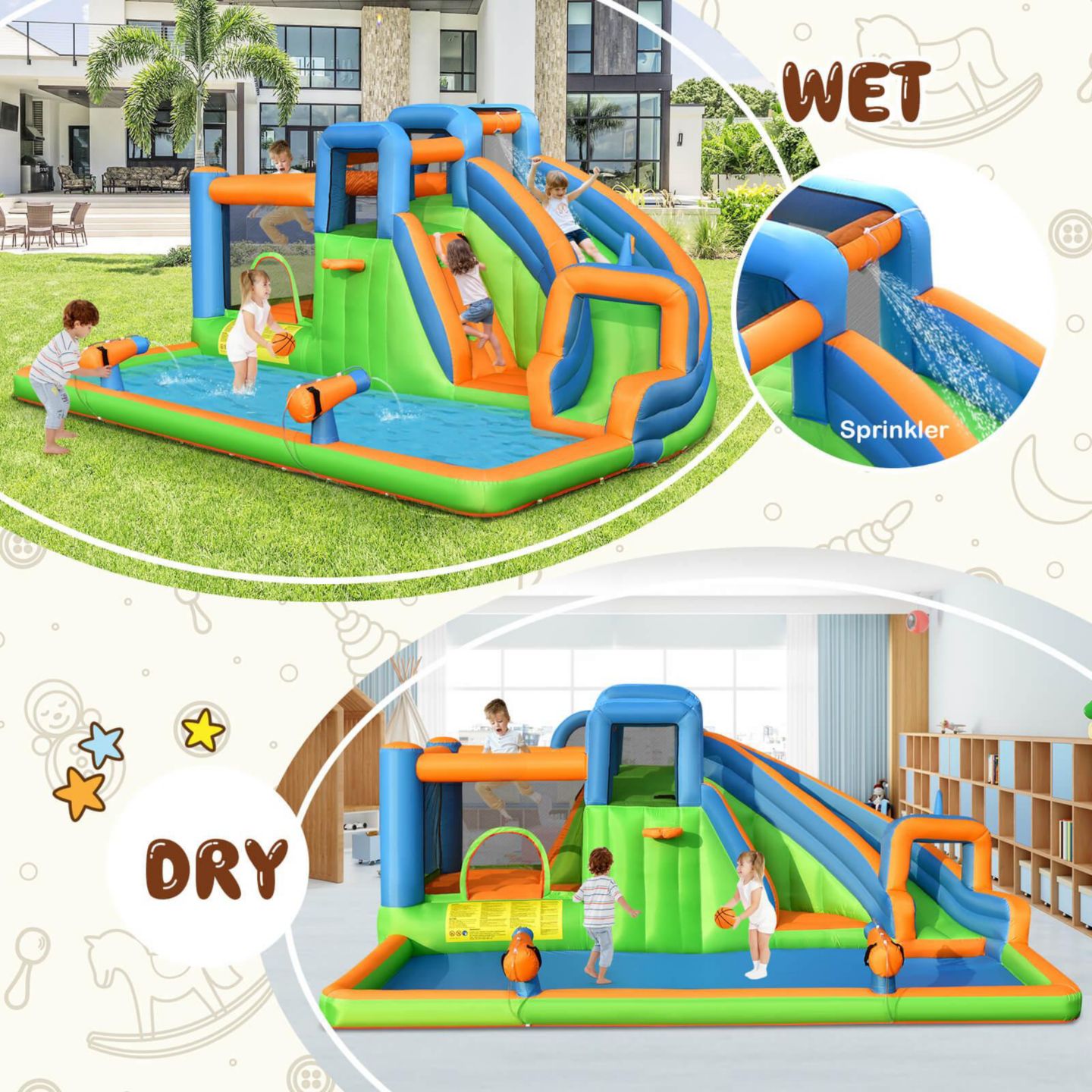 Детская игрушка GOUUN Inflatable Water Slide Bounce House with Dual Climbing Walls — фото 4