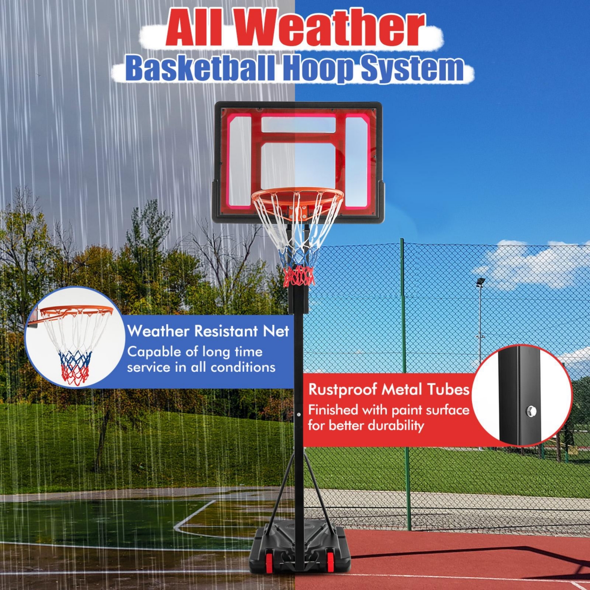 Adjustable Basketball Hoop (5-10 Feet) for Indoor and Outdoor Play