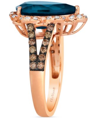 Deep Sea Blue Topaz (4-3/4 ct. t.w.) & Diamond (1/2 ct. t.w.) Pear-Shape Statement Ring in 14k Rose Gold