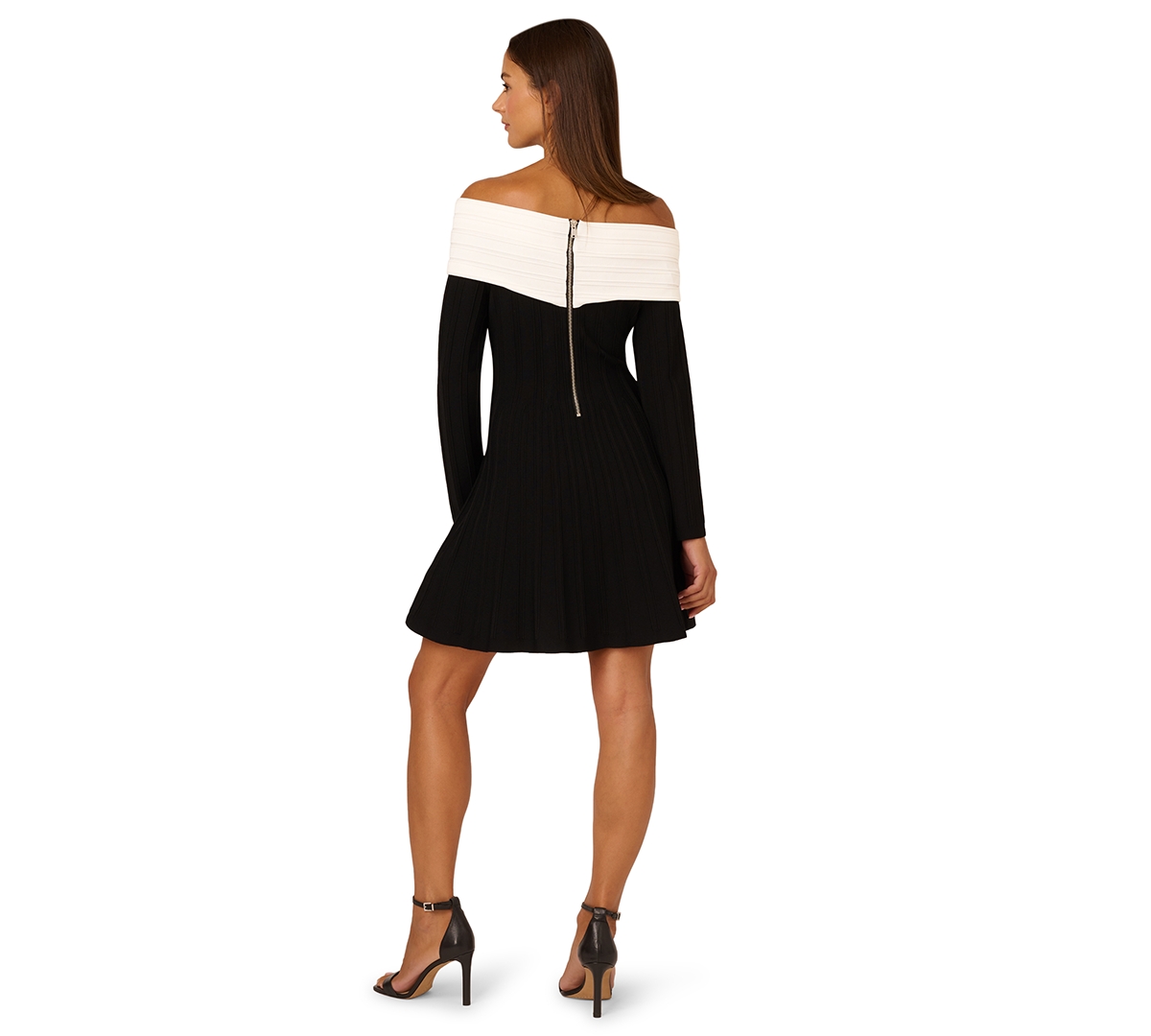 Adrianna by Adrianna Papell Women's Off-The-Shoulder Fit & Flare Knit Dress -white