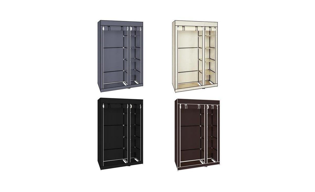 Slickblue Clothes Closet Wardrobe with Non-Woven Fabric and Hanging Rod for Quick and Easy Assembly
