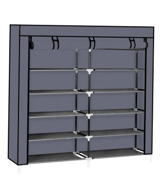 7-Tier Portable Shoe Rack with Fabric Cover for Organized Shoe Storage and Closet Organization