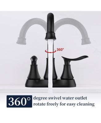 Bathroom Faucet with Pop-Up Drain & Supply Hoses, 2-Handle 360-Degree High Arc Swivel Spout, 6-Inch Centerset Vanity Sink Faucet