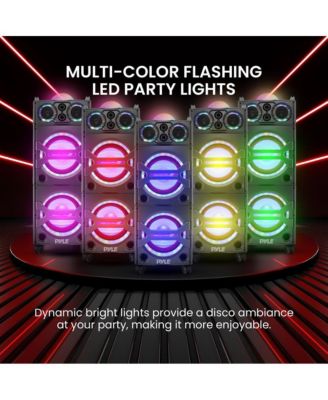 Bluetooth PA Loudspeaker Karaoke Entertainment System, Active Powered Speaker with Flashing DJ Party Lights