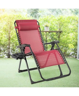 SUGIFT Oversize Lounge Chair with Cup Holder of Heavy Duty for outdoor