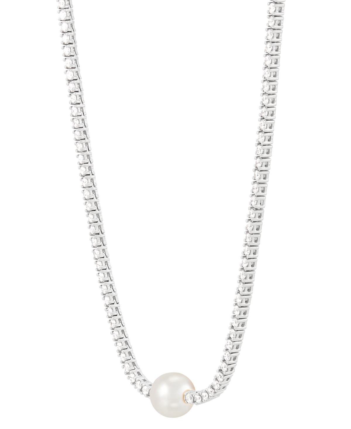 Grown With Love Cultured Freshwater Pearl (8mm) & Lab-grown Diamond (2-3/4 Ct. T.w.) Collar Necklace In 14k White Go In White Gold