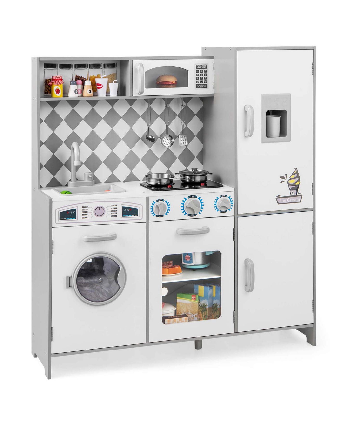 Детский игровой набор Costway Lights & Sounds Ice Maker Kitchen Playset, от 3 лет, цвет: Белый — фото 1