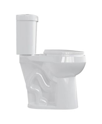 Two-Piece Elongated Toilet - 19" Bowl Height, Standard Seat Included,Top Double Button