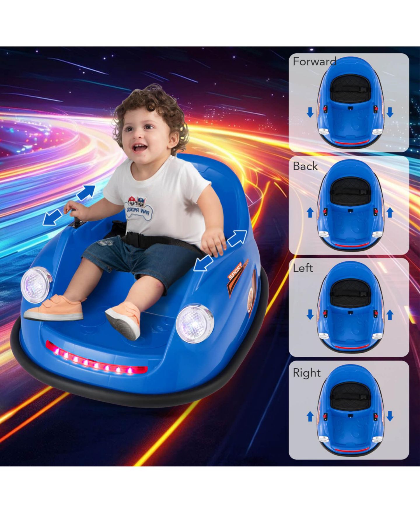 Детская игрушка Costway Remote-Control Ride on Bumper Car with 360-Degree Spin, Ages 2-5, цвет: Тёмный синий — фото 3