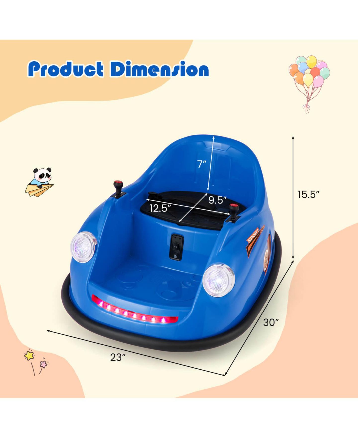 Детская игрушка Costway Remote-Control Ride on Bumper Car with 360-Degree Spin, Ages 2-5, цвет: Тёмный синий — фото 6