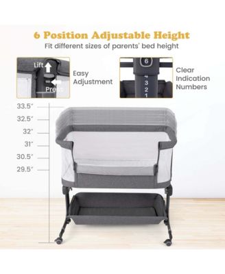 Baby Bassinet Bedside Sleeper with6-Level Adjustable Height
