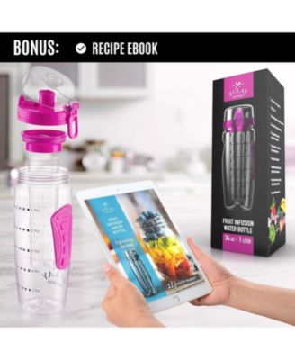 34oz Leakproof Fruit Infuser Water Bottle with Full Length Infusion Rod