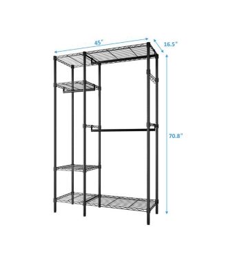 Heavy-Duty Metal Clothing Rack – Portable Wardrobe Organizer with Hanger and Storage Shelf