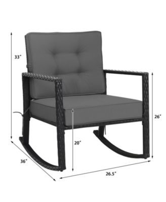 Patio Rattan Rocker Outdoor Glider Rocking Chair Cushion Lawn