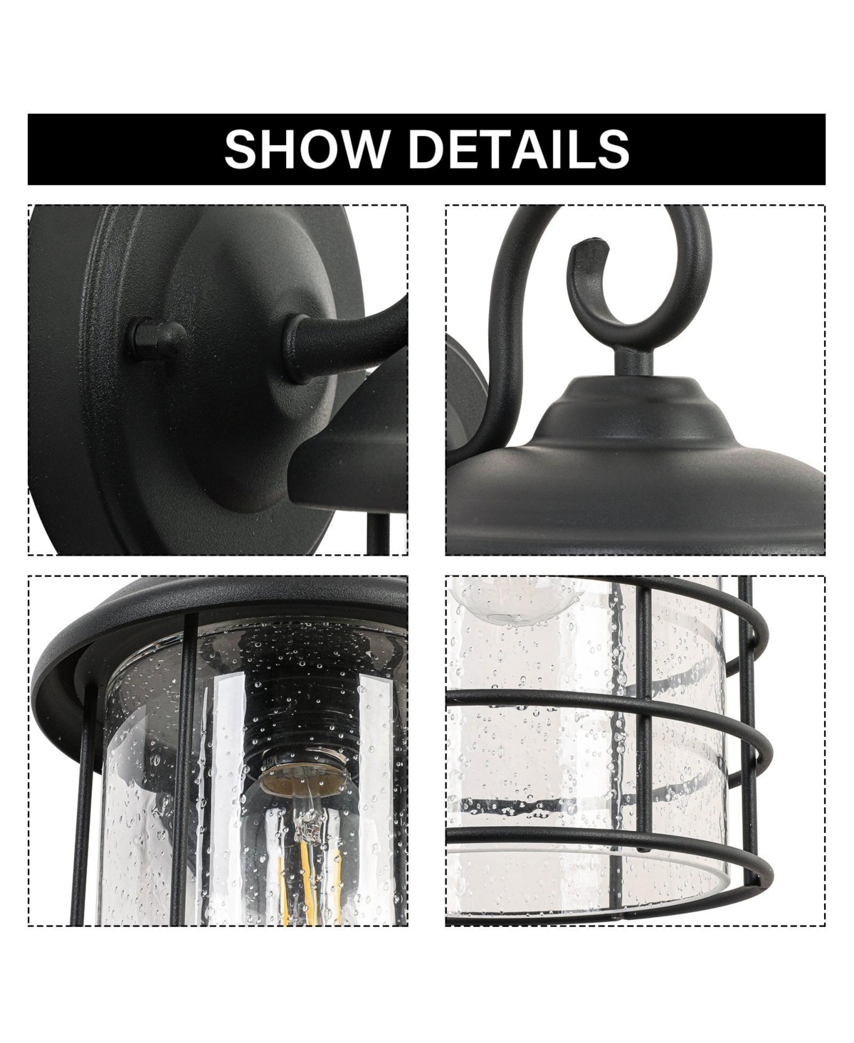 Flynama 1-Light Textured Black not Motion Sensing Dusk to DaWn Outdoor HardWired Wall Lantern Sconce With Led