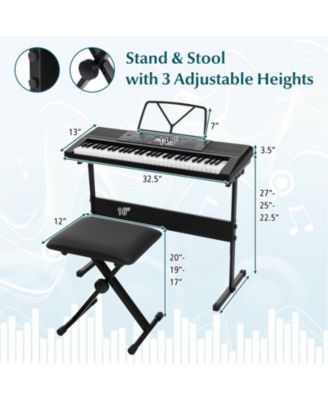 61-Key Electronic Keyboard Piano Starter Set with Stand Bench and Headphones