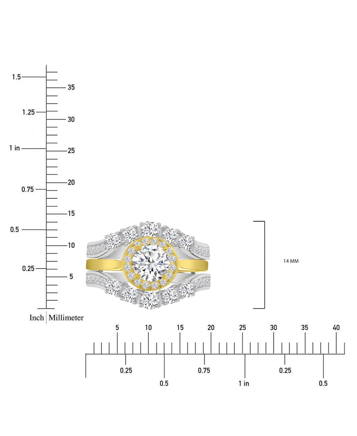 Macy's Cubic Zirconia Two-tone Ring, Exclusively At  In Gold