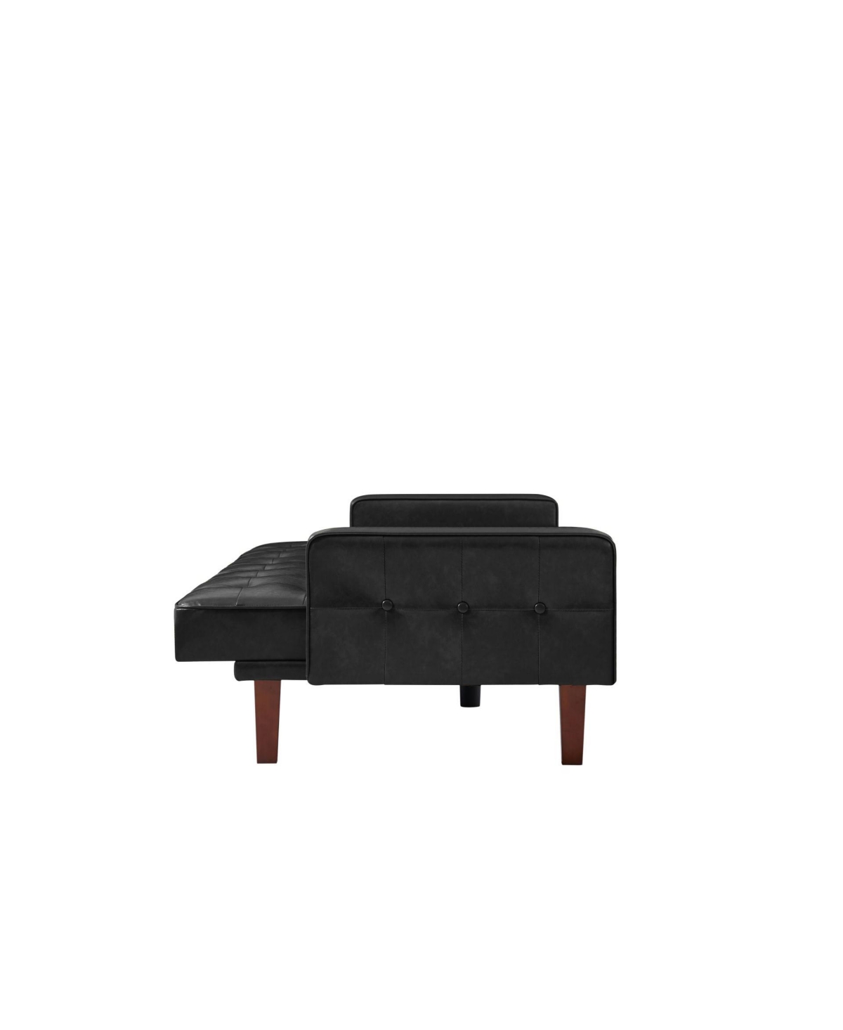 SlickblueConvertible Double Folding Sofa Bed in Pu Leather with Tufted Buttons and Removable Wooden Feet for Living Room - Black