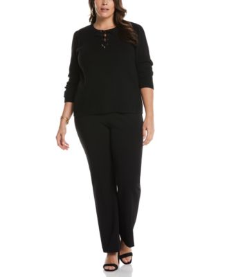 Plus Size Stretch Crepe Classic Fit Pants