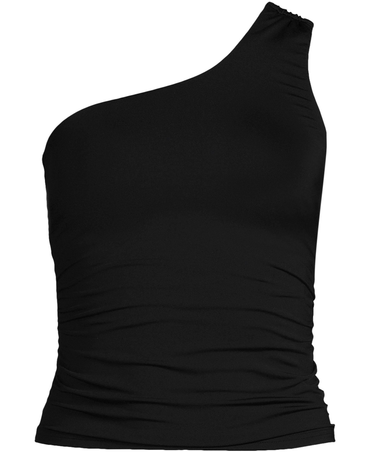 Lands' End Plus Size Shirred One Shoulder Tankini Swimsuit Top