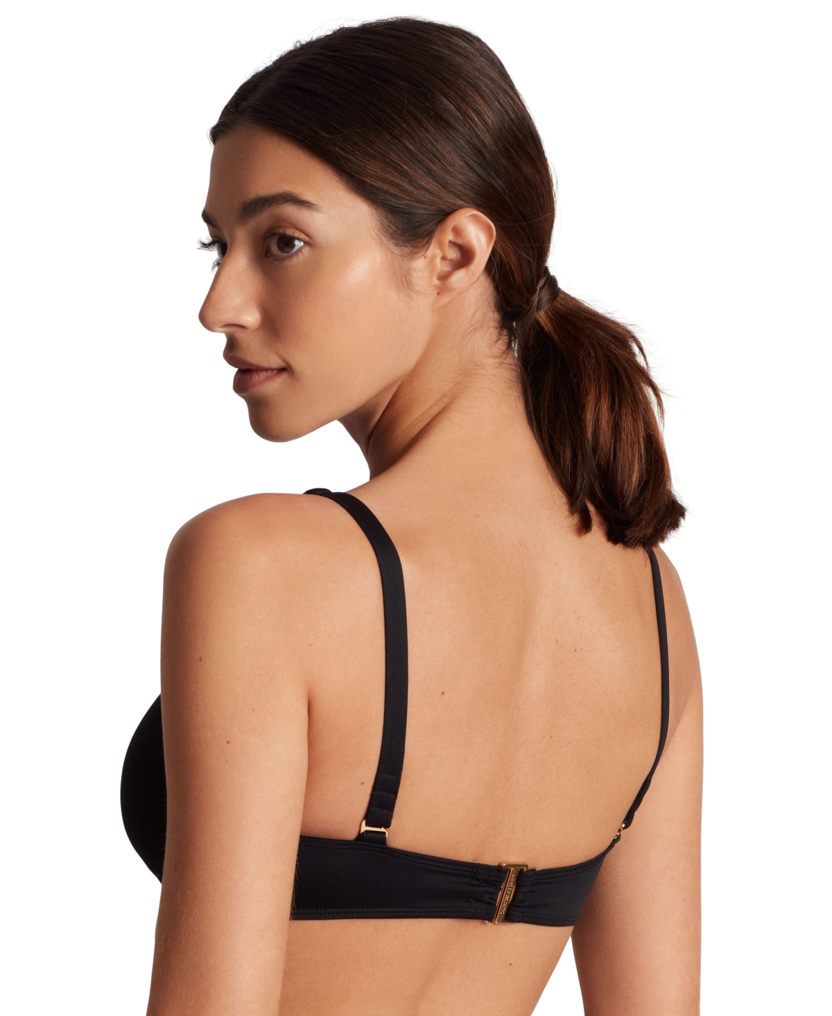Shop Ralph Lauren Women's Macrame-ring Bikini Top In Black