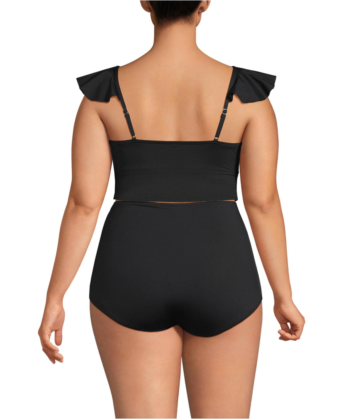 Lands' End Plus Size Ruffle V-neck Midkini Swimsuit Top