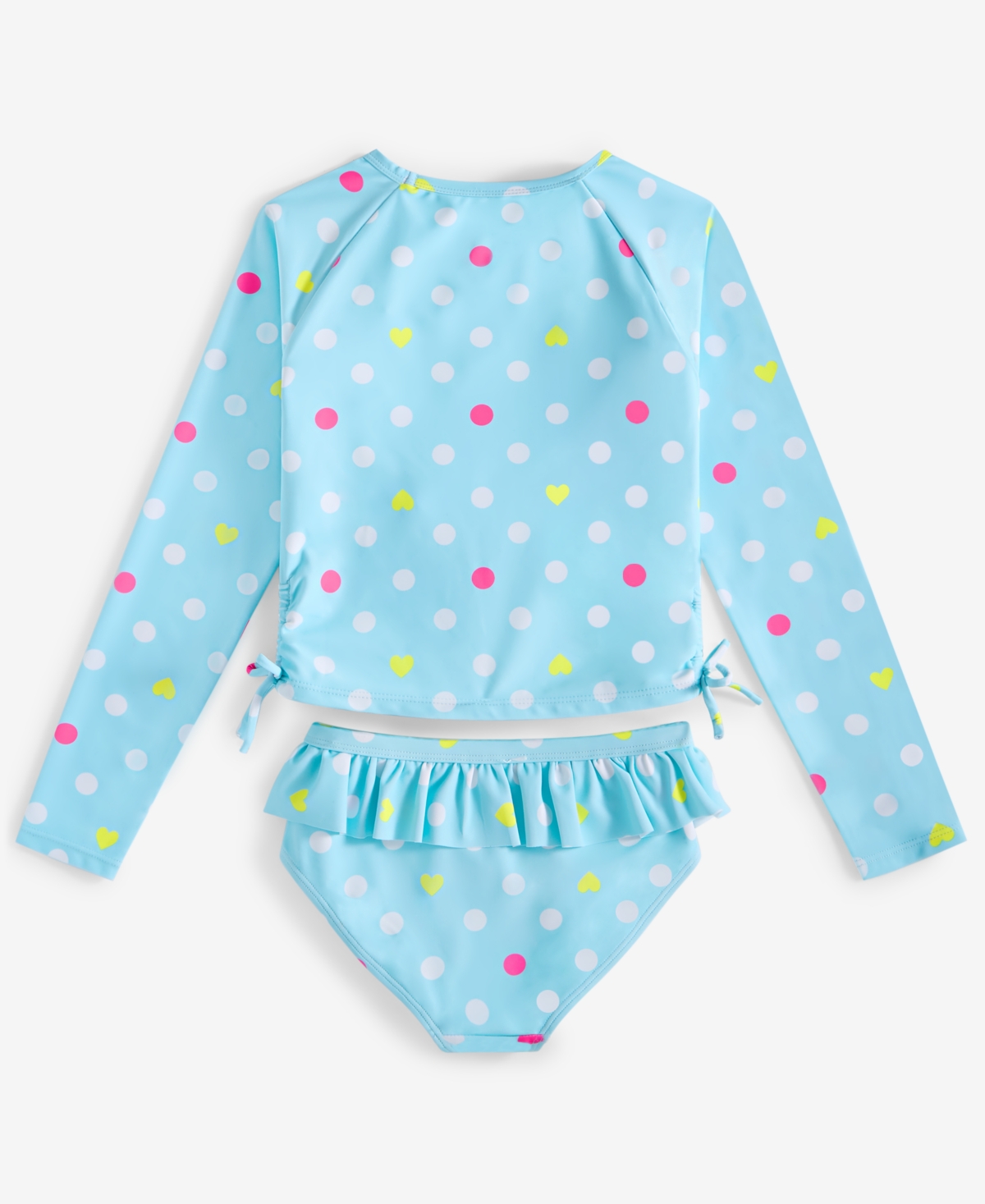 Epic Threads Toddler And Little Girls Splayful Dot Long-sleeve Rash Guard Two Piece Set, Exclusively At Macy's In Crystal Blue
