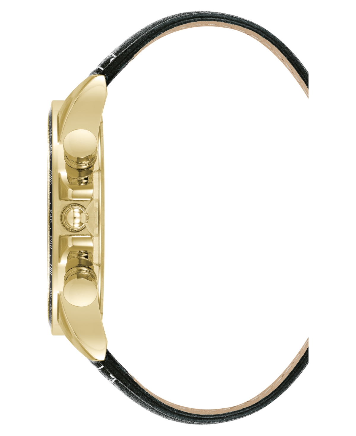Steve Madden Men's Modern Black Faux Leather And Gold-tone Alloy Metal Watch, 45mm In Black,gold-tone