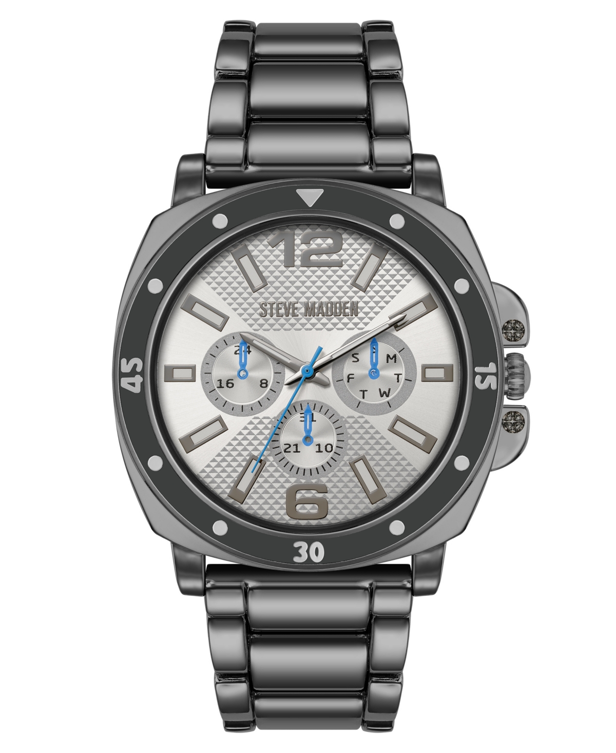 Men's Polished Black Alloy Metal Watch, 45mm - Gray/Black