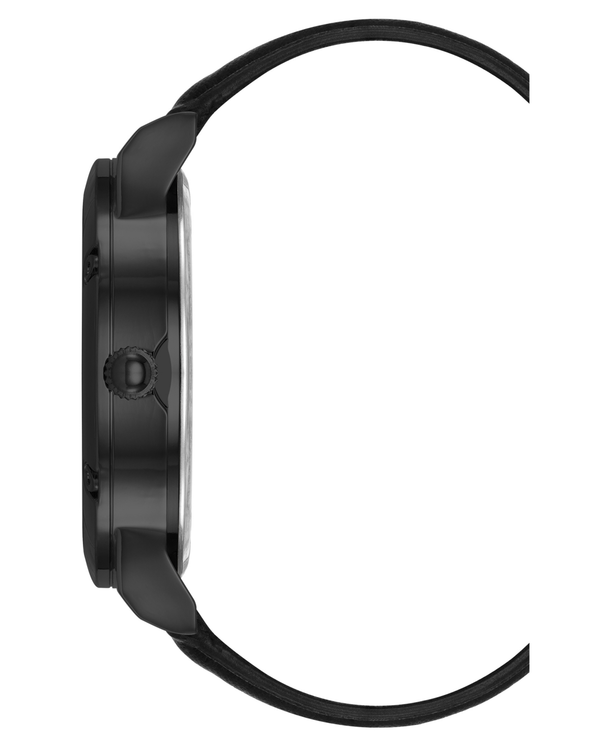Steve Madden Men's Sleek Black Faux Leather And Dark Gray Alloy Metal Watch, 48.5mm In Black