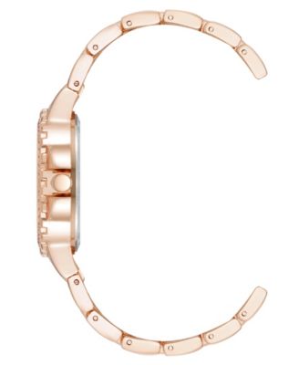 Women's Charming Navy and Rose Gold-Tone Alloy Metal Bracelet Watch, 38mm