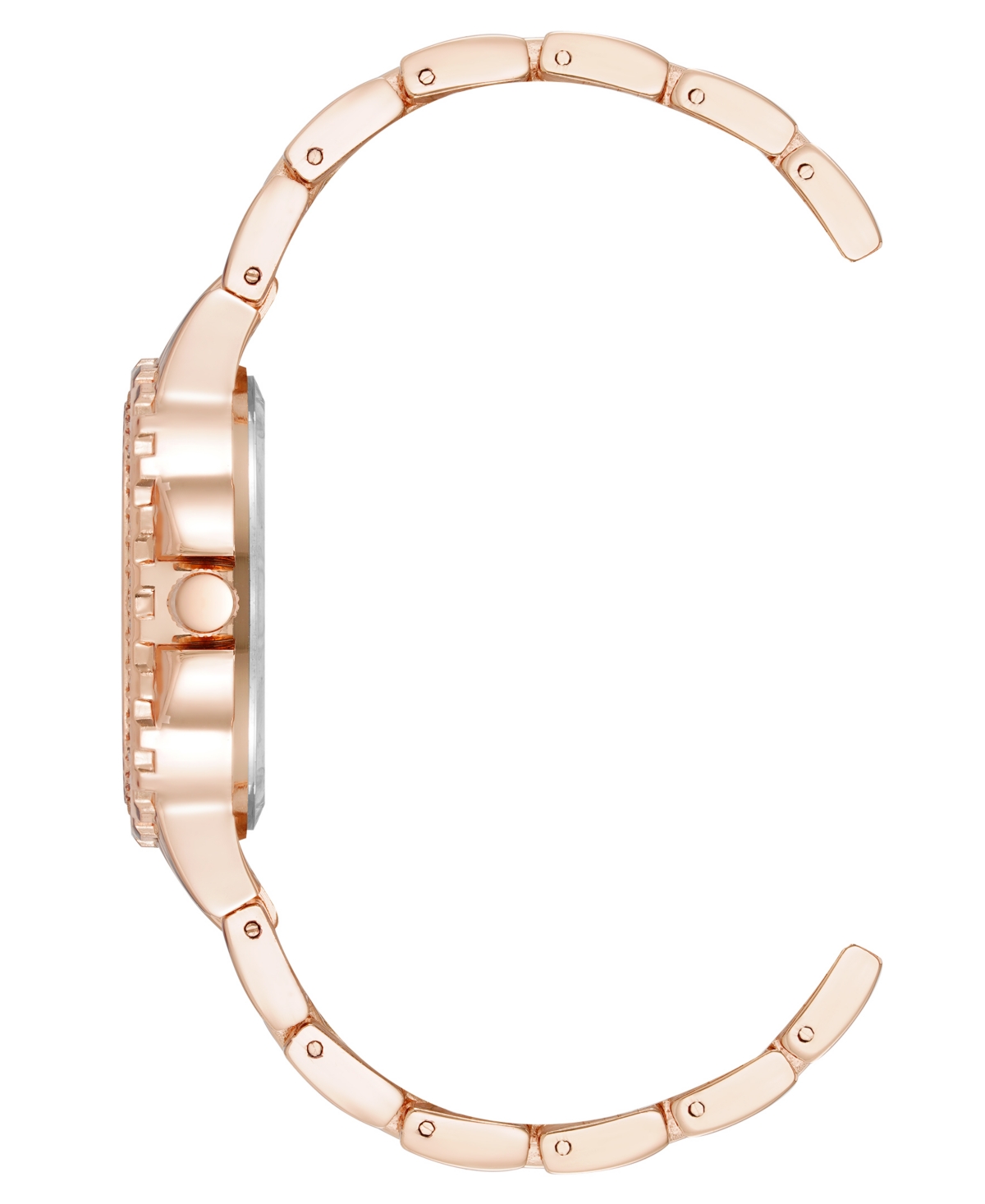 Steve Madden Women's Charming Navy And Rose Gold-tone Alloy Metal Bracelet Watch, 38mm In Navy,rose Gold-tone