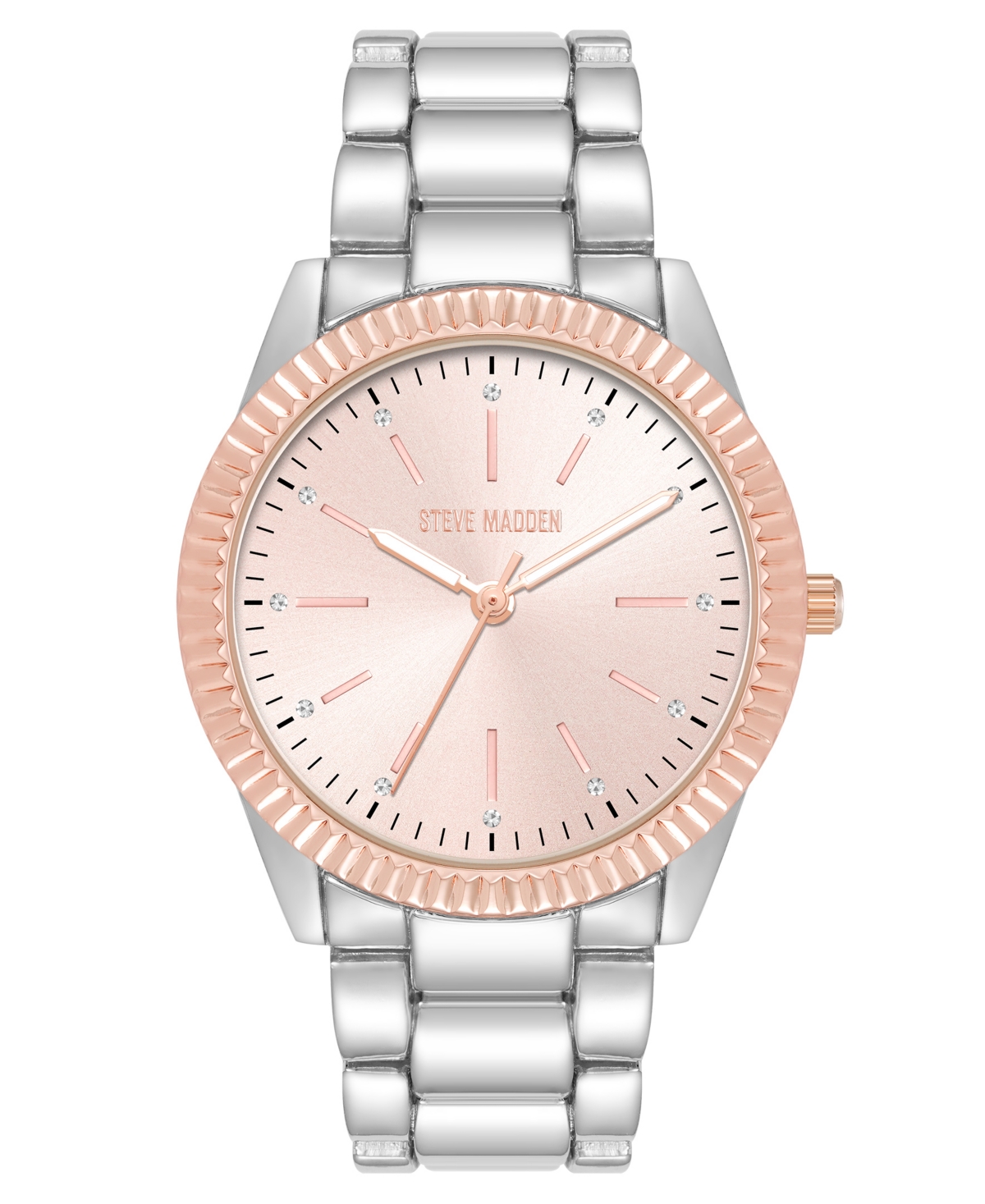 Women's Coin Edge Silver-Tone and Rose Gold-Tone Alloy Metal Bracelet Watch, 36mm - Silver-Tone/Rose Gold-Tone