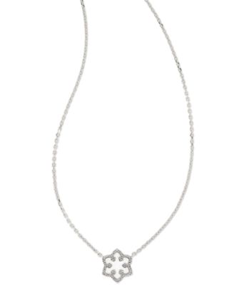 Kyocera Opal Snowflake Short Pendant Necklace, 14" + 4" extender