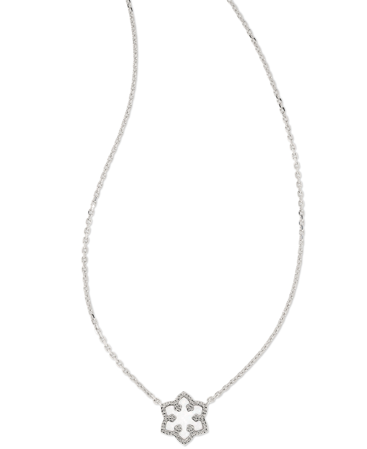 Kendra Scott Kyocera Opal Snowflake Short Pendant Necklace, 14" + 4" Extender In Rhod White