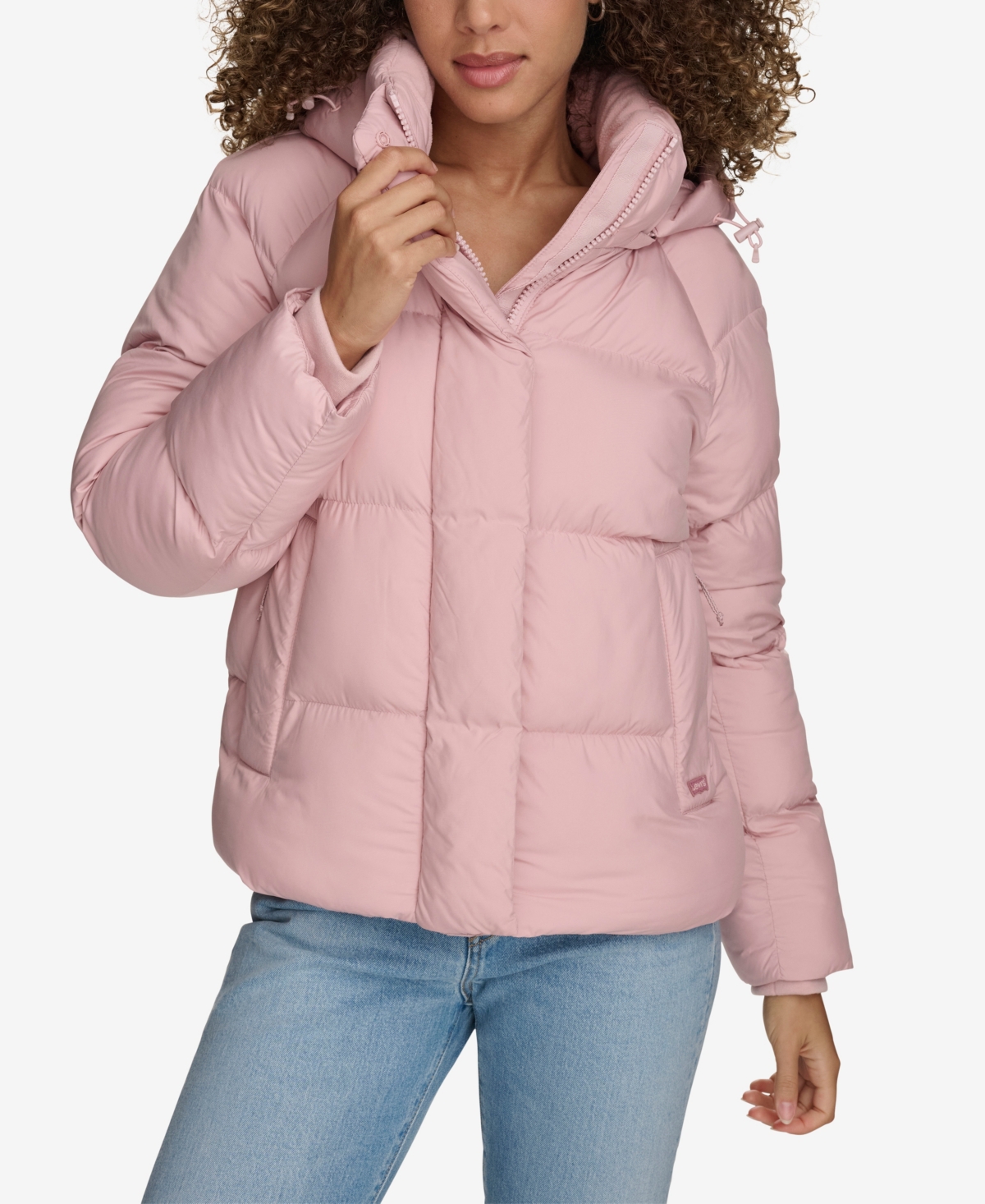 Levi's Women's Quilted Hooded Puffer Jacket In Pale Mauve