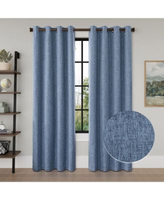 Linen Texture Blackout Grommet Curtains Pair (2 Panels)