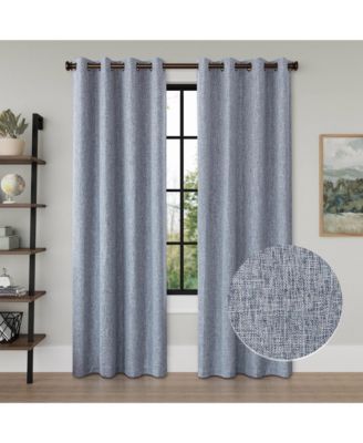 Linen Texture Blackout Grommet Curtains Pair (2 Panels)