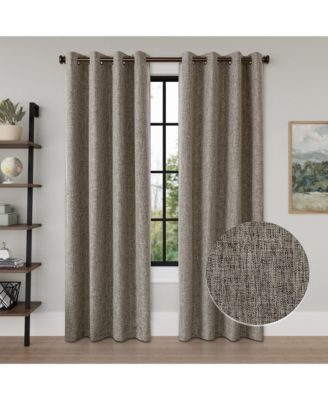 Linen Texture Blackout Grommet Curtains Pair (2 Panels)