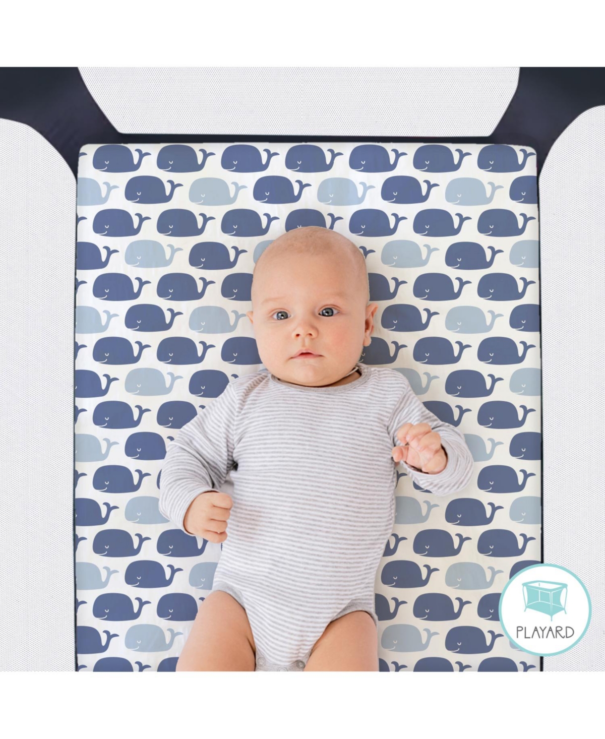 The Peanutshell Pack n Play, Mini Crib, Portable or Fitted Playard Sheets for Baby Boy, 3 Pack Set, Navy, White &Nautical Print - Blue